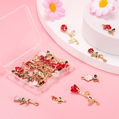 24本6スタイルアロイエナメルペンダント  バレンタインデーの  バラの花  ミックスカラー  19~38x9~17x2.5~9mm  穴：1.2~2mm  4個/スタイル&nbsp;ENAM-LS0001-67