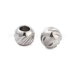 変色しない201ステンレススチールビーズ  ラウンド  ステンレス鋼色  3x2.5mm  穴：1.5mm&nbsp;STAS-Z078-02P