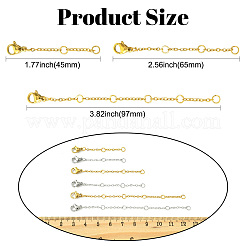 2袋 2色 316サージカルステンレスチェーンエクステンダー  カニカン付き  ミックスカラー  45~97mm  3個/袋&nbsp;STAS-CJ0002-82
