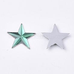 プラスチックカボション  スター  シーグリーン  13x14x1.5mm  約2000個/袋&nbsp;KY-T012-02B