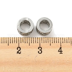 真鍮製マイクロパヴェキュービックジルコニアヨーロピアンビーズ  大穴ビーズ  長持ちメッキ  鉛フリー＆カドミウムフリー  菱形の中空柱  プラチナ  8x5mm  穴：5mm&nbsp;KK-H452-03P