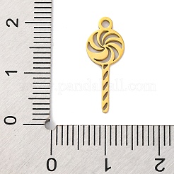 ステンレスペンダント201個  レーザー切断  ロリポップチャーム  ゴールドカラー  18.5x7x1mm  穴：1.5mm&nbsp;STAS-Q015-06G