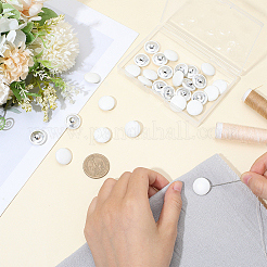 30穴PUレザーシャンクボタン1個  アルミパーツ  フラットラウンド  ホワイト  17x8mm  穴：2x2mm&nbsp;BUTT-CL0001-01B-02