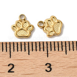 手作業で研磨された304ステンレススチールチャーム  足跡チャーム  18KGP本金メッキ  7x6x1.5mm  穴：1.2mm&nbsp;STAS-P335-15G