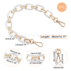 アクリルバッグハンドル  亜鉛合金スイベルクラスプ付き  バッグ交換用アクセサリー用  ホワイト  36cm&nbsp;FIND-WH0067-47B