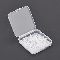 500個のファセット双円錐電気メッキガラスビーズ連売り  ABカラーメッキ  クリアAB  4x4.5mm  穴：1mm&nbsp;EGLA-YW0001-08