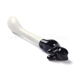 磁器猫動物ぶら下げスプーン  ブラック  109~111x22~23x28~29mm&nbsp;AJEW-A029-01E