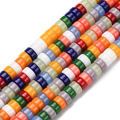 ガラスビーズ連売り  フラットラウンド  カラフル  6~7x3~4mm  穴：1mm  約122個/連  15.75''（40センチメートル）&nbsp;X-LAMP-S070-10