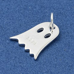 スターリングシルバーのハロウィンゴーストチャーム925個  丸カン＆スタンプ925個付き  銀  10.5x8.5x0.8mm  穴：2.8mm&nbsp;STER-NH0001-75S