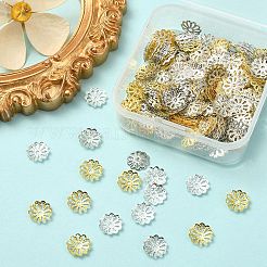 300 個 3 色フラワーアイロンビーズキャップ  マルチ花弁  ミックスカラー  9x1.5mm  穴：1~1.5mm  100個/カラー&nbsp;IFIN-YW0001-81