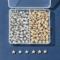 250個2色ccbプラスチックビーズ  スター  ミックスカラー  6.5x6.5x3mm  穴：1.4mm  125個/カラー&nbsp;CCB-FS0001-10