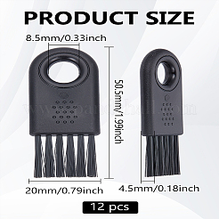 プラスチック製カミソリトリマーシェーバークリーニングブラシ12個  ブラック  5.05x2x0.45cm  穴：8.5mm&nbsp;TOOL-LP0001-13