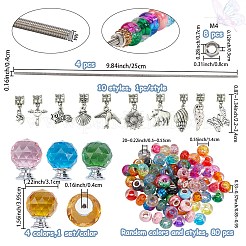 DIYガーデンステーク製作キット  304ステンレス鋼のネジとナットを含む  丸いガラスのクリスタルボールのキャビネットハンドル  アクリルヨーロピアンビーズ  レジンヨーロピアンビーズ  合金ヨーロピアンビーズ  アンティークシルバー＆ステンレス鋼の色  250x4mm&nbsp;DIY-SC0032-41