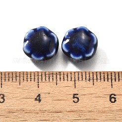 手作りの陶器ビーズ  花  ミディアムブルー  9.5x10x5~5.5mm  穴：1.8~2.2mm&nbsp;PORC-H013-04-05