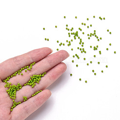 12/0 FGBグレードAラウンドガラスシードビーズ  焼き付け塗料  黄緑  2.3x1.5mm  穴：1mm  約48500個/ポンド&nbsp;SEED-N001-A-1025