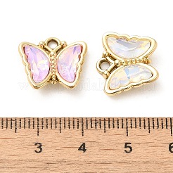 ガラスチャーム  合金パーツ  蝶  ゴールドカラー  14.5x16x4mm  穴：2mm&nbsp;PALLOY-P303-02G