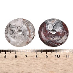 天然クレイジーレースアゲートペンダント  ドーナツ/円盤チャーム  30x5.5~6mm  穴：5mm&nbsp;G-B196-01B-06