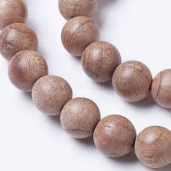 天然ウッドビーズ連売り  ラウンド  バリーウッド  6mm  穴：1mm  約63個/連  14.9インチ（38cm）&nbsp;X-WOOD-J001-02-6mm