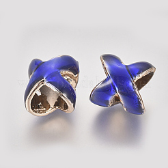 金メッキ合金スライドチャーム  エナメル  文字x  ブルー  12x11x11mm  穴：8mm&nbsp;ENAM-L027-B01-AS