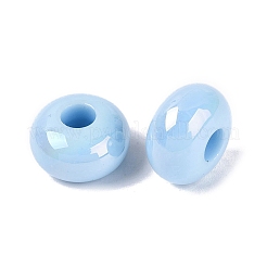 オペークアクリルヨーロピアンビーズ  ABカラー  大ホールビーズ付き  ライトスカイブルー  14x8mm  穴：5mm&nbsp;OACR-E033-19P
