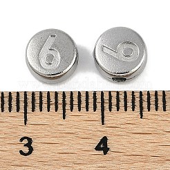 変色防止304ステンレススチールビーズ  番号付きのフラットラウンド6  ステンレス鋼色  7x3.8mm  穴：1.8mm&nbsp;STAS-L082-018P-07