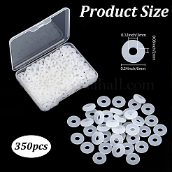 ゴム製Oリング350個  ドーナツスペーサービーズ  ヨーロッパのクリップビーズに適合  透明  6x2mm  穴：3mm&nbsp;FIND-PA0001-70