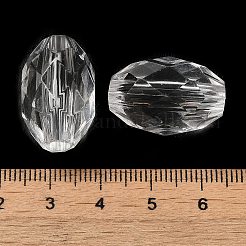 クリアアクリルヨーロピアンビーズ  大穴ビーズ  多面カットオーバル  透明  23x15.5mm  穴：4.5mm  約175個/500g&nbsp;TACR-G048-05