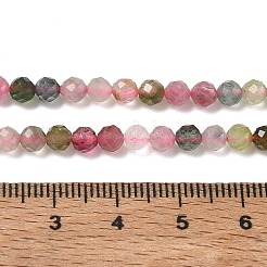 天然のマルチカラートルマリンビーズ連売り  ラウンド  多面カット  3.5~4mm  穴：0.7mm  約93個/連  14.96''（38センチメートル）&nbsp;GG-CBA5A1A-A10-04