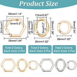 12 個 6 スタイル合金スプリング ゲート リング  丸リング＆六角＆楕円リング  ミックスカラー  26~35x26~39x5~6mm  2個/スタイル&nbsp;FIND-WR0008-96