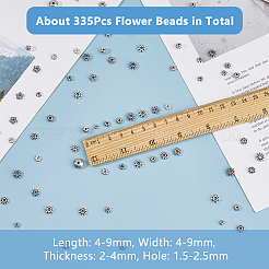 10 スタイル チベット風合金スペーサービーズ  花  アンティークシルバー  4.5~9x4.5~9x1.5~6mm  穴：1~2.5mm&nbsp;FIND-DC0005-33