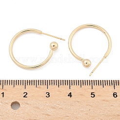 真鍮製スタンドピアス  ハーフフープピアス  純銀製のピンと  長持ちメッキ  14KGP本金メッキ  20x21x4mm  ピン：0.8mm&nbsp;X-EJEW-L245-001LG