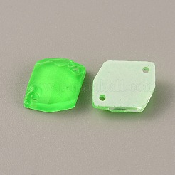 蛍光ガラスコネクターチャーム36個。  多面的な不規則なひし形  ライム  10x8x3.5mm  穴：1mm&nbsp;GLAA-WH0035-13F