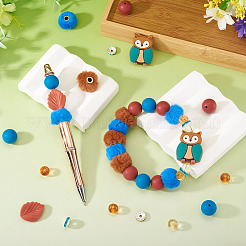 DIYファインディングキット44個  食品グレードの環境に優しいシリコンビーズを含む  アクリルビーズ  アイアン製ラインストーンスペーサービーズ  ウサギの毛の模造品 ヨーロッパのビーズ  ミックスカラー  34x26x8mm  穴：2mm&nbsp;DIY-TA0013-86
