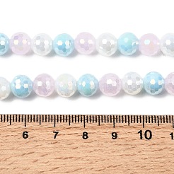 電気メッキガラスビーズセット  ラウンド  ファセット(32ファセット)  グラデーションカラー  ライトスカイブルー  8mm  穴：1.2mm  約48個/連  13.98''（35.5センチメートル）&nbsp;EGLA-D300-06-8mm-18