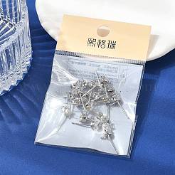 シェグレース 真鍮製 クリアキュービックジルコニア フラットラウンドスタッドピアス金具  カドミウムフリー＆ニッケルフリー＆鉛フリー  カン付き  プラチナメッキ  8x6mm  穴：1mm&nbsp;XGR0102P-117P