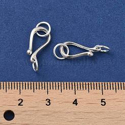 925スターリングシルバーの形留め金  S字フック  銀  15x8mm  穴：4~4.5mm&nbsp;STER-A009-17