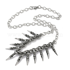 304ステンレススチール製ドラゴンクロービブネックレス（男性用）  アンティークシルバー  22.83インチ（58cm）&nbsp;NJEW-D345-02AS