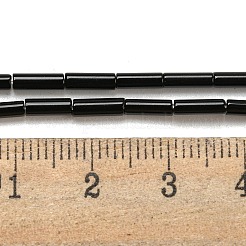 天然石オブシディアンビーズ連売り  コラム  6.5~7x2mm  穴：0.9mm  約57個/連  14.96''（38センチメートル）&nbsp;X-G-F591-11