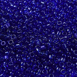 透明な色のガラスシードビーズ  シリンダー  ミディアムブルー  2.5x1.7mm  穴：1.2mm&nbsp;SEED-S042-11A-06