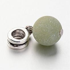 ナチュラルジェムストーンヨーロピアンダングルチャーム  ラウンド  アンティークシルバー  22mm  穴：5mm&nbsp;PALLOY-JF00226