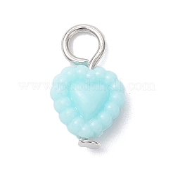オペークアクリルパーツ  鉄パーツ  ハートチャーム  プラチナ  13.5~14.5x8.5x4.5mm  穴：3mm&nbsp;PALLOY-JF04351-01