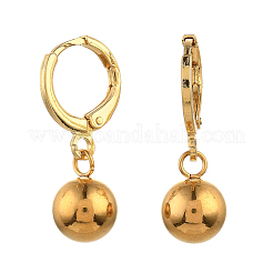 真鍮huggieフープピアス  丸い304ステンレススチールチャーム付き  ゴールドカラー  24mm  ピン：0.7mm&nbsp;EJEW-JE04212-01