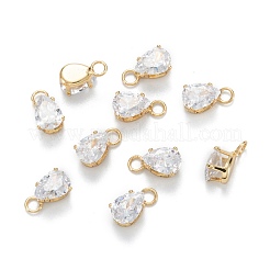 真鍮クリアキュービックジルコニアチャーム  長持ちメッキ  ティアドロップ  ミックスカラー  9.5x5x4.5mm  穴：2mm&nbsp;ZIRC-G170-13