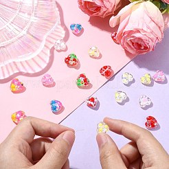 18個 9種類の手作りガラスビーズ  エナメルで手描きされたビーズ  ハート  ミックスカラー  11~13.5x12~14x6~9mm  穴：0.6~1.2mm  2個/スタイル&nbsp;LAMP-CJ0002-01