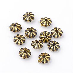 メッキアクリルビーズ  ライン入り  花  ミックスカラー  6~7x3.5mm  穴：1mm  約7700個/500g&nbsp;MACR-Q001-14