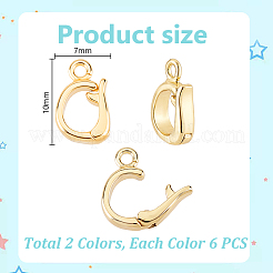 真鍮ツイスタークラスプ12色2個  オーバル  ミックスカラー  10x7mm  6個/カラー&nbsp;KK-GA0002-22