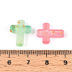 プラスチックビーズ  クロス  ツートン  金粉付き  ミックスカラー  15x12x4.5mm  穴：2mm  約1610個/500g&nbsp;KY-N025-03