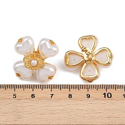 304ステンレススチールフラワースタッドピアス  プラスチック模造パールと  18KGP本金メッキ  27.5x27.5mm&nbsp;LS-EJEW-A138-09G