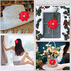 ポリエステルとラインストーンの装飾アクセサリー  ドレス衣装の装飾用  花  レッド  77~80x26mm&nbsp;DIY-WH20063-015B