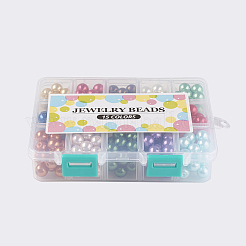 15色ガラスパールビーズ  染め  ラウンド  ミックスカラー  10mm  穴：0.7~1mm  約15PCS /カラー  225個/箱&nbsp;HY-X0008-10mm